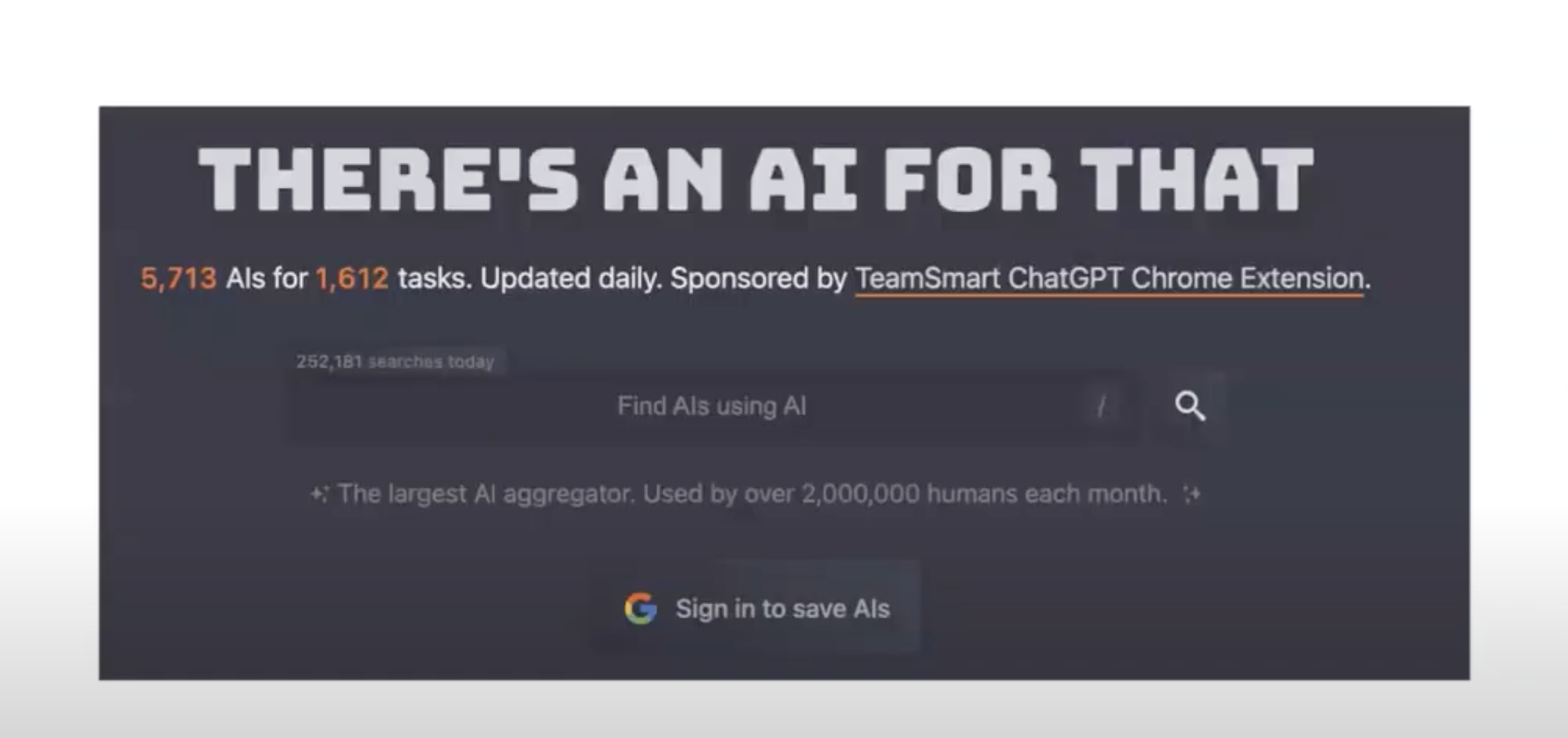 screenshot of website called There is an AI for that.